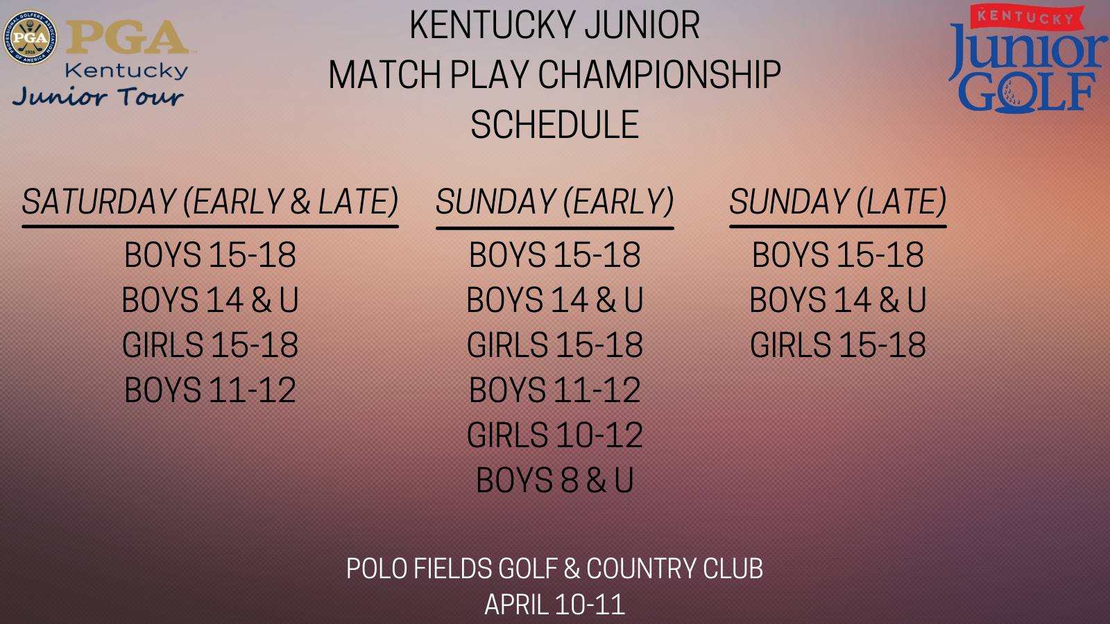 Kentucky Junior Match Play Championship Format & Structure Golf House